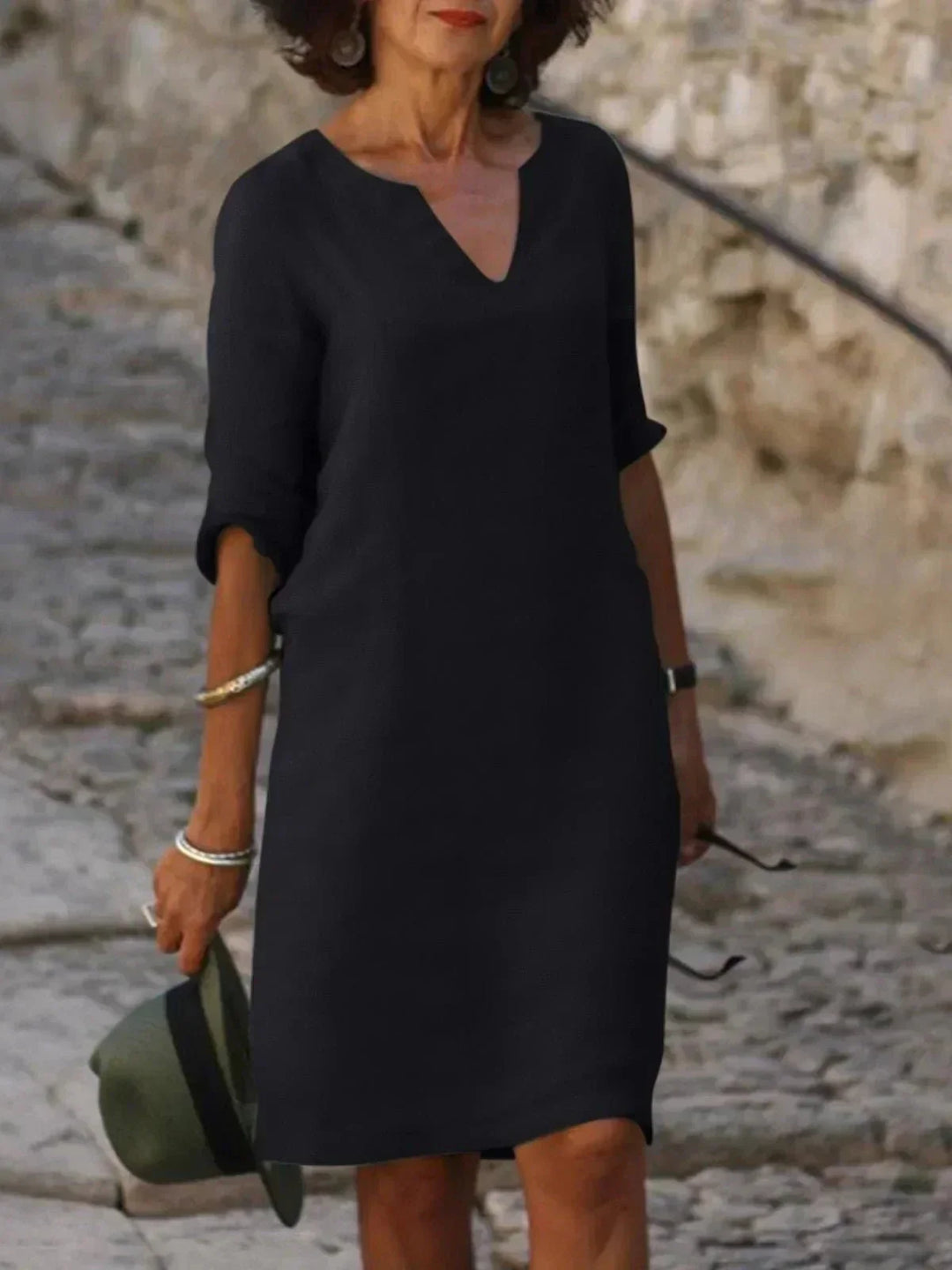 Women's Relaxed V-Neck Dress Cocktail & Formal Dress from Clara & James Palm Beach