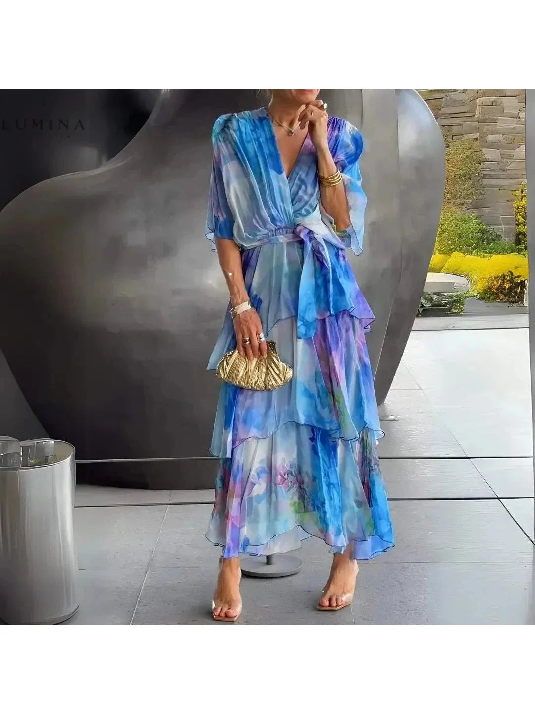 Women's Stunning V-Neck Dress Wedding Guest Dress from Clara & James Palm Beach