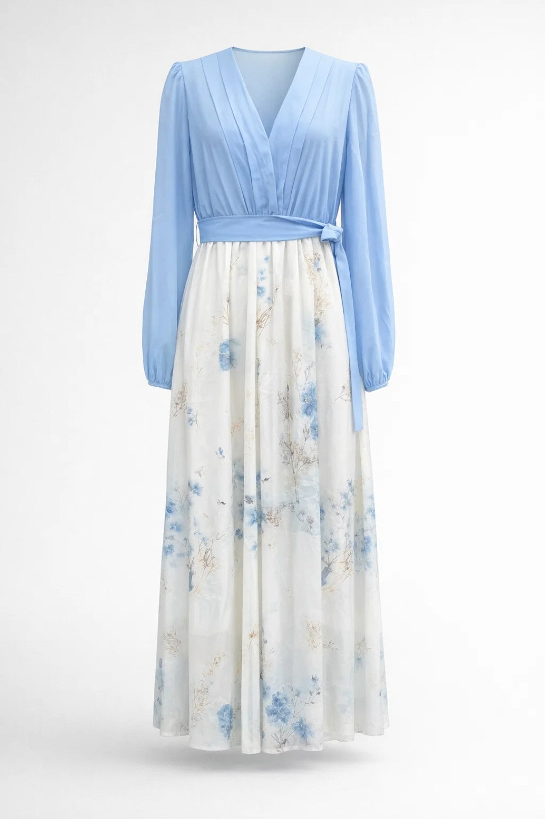 Women's Elegant Floral Maxi Wedding Guest Dress with V-Neckline Wedding Guest Dress from Clara & James Palm Beach
