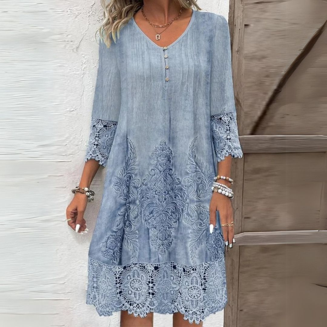 Women's Women’s Dress - V-Neck Embroidered Midi Summer Dress from Clara & James Palm Beach
