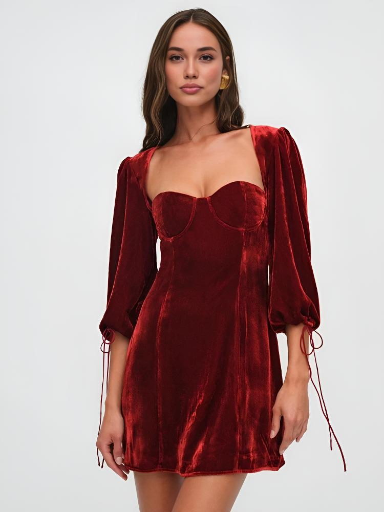 Women's Mini Dress Velvet Puff Homecoming Dress from Clara & James Palm Beach