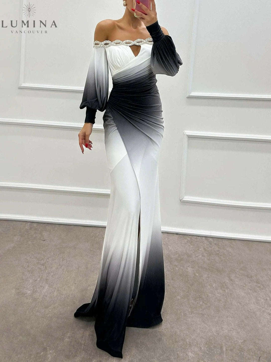 Women's Gradient Off-Shoulder Evening Dress Wedding Guest Dress from Clara & James Palm Beach