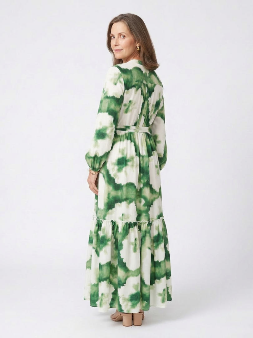 Women's Long Sleeve Waist-Knot Maxi Dress