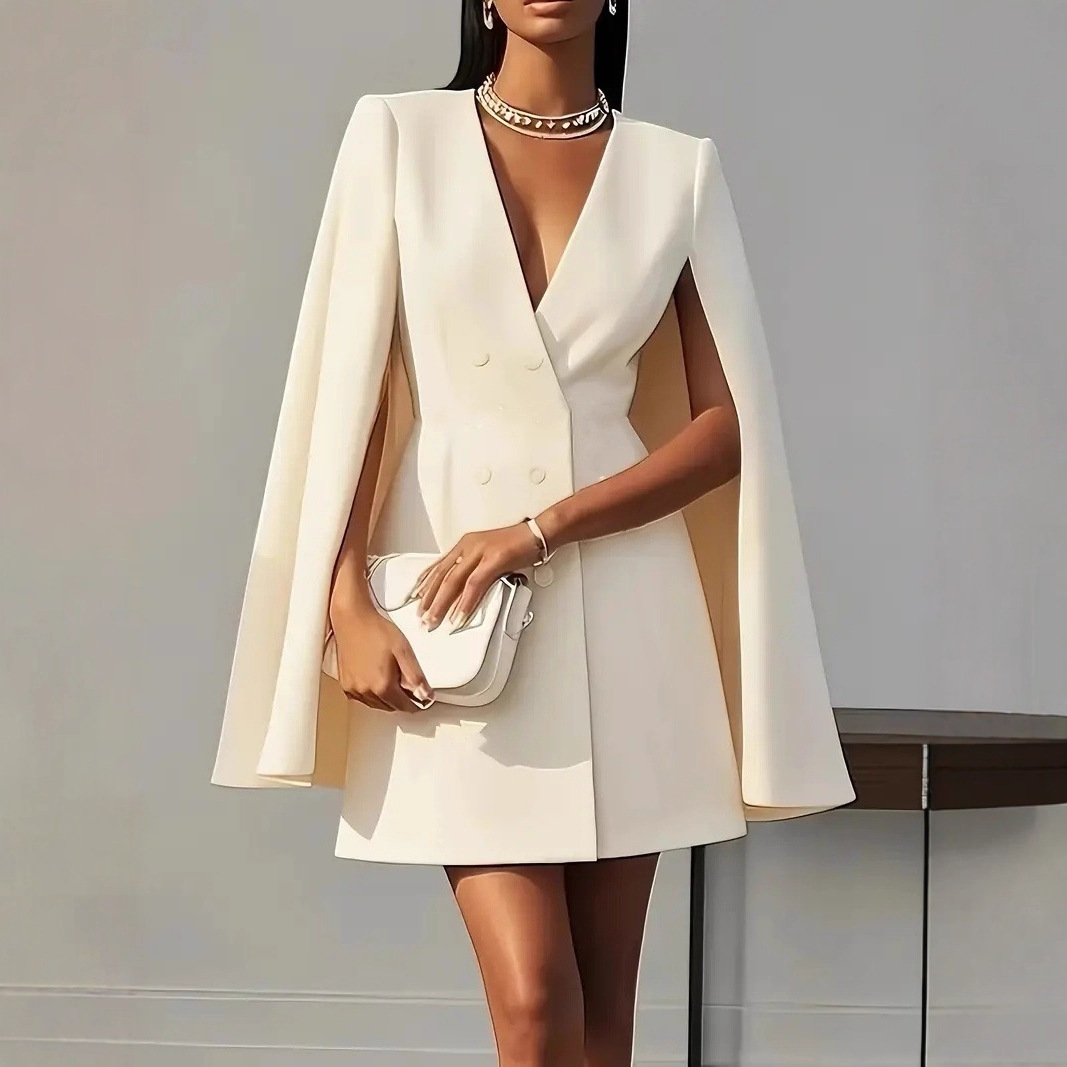 Women's Double-Breasted Cape Mini Dress Homecoming Dress from Clara & James Palm Beach