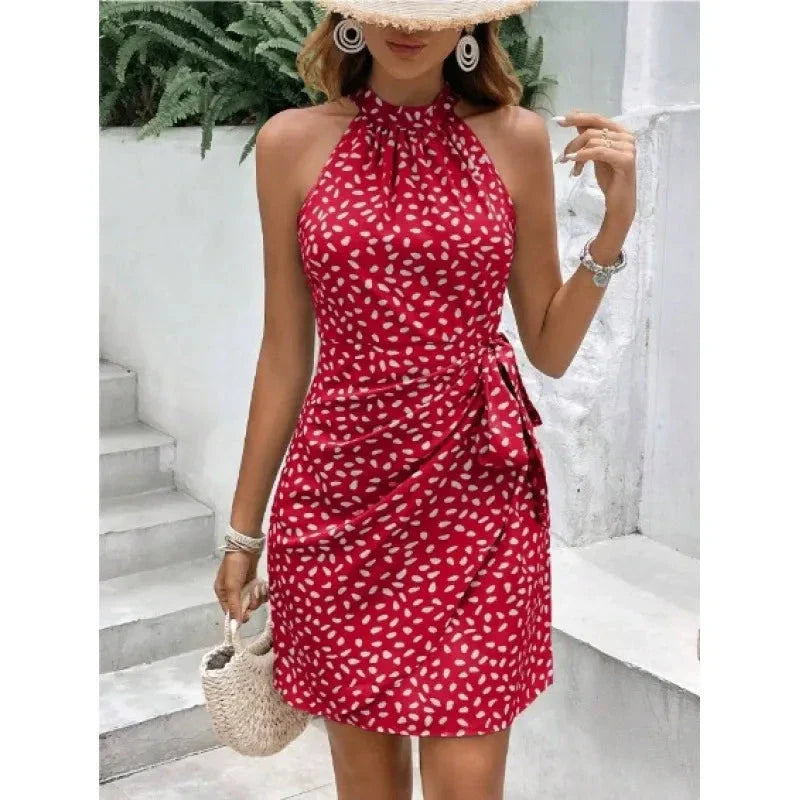 Women's Short Dress Halter Neck Wrap Homecoming Dress from Clara & James Palm Beach