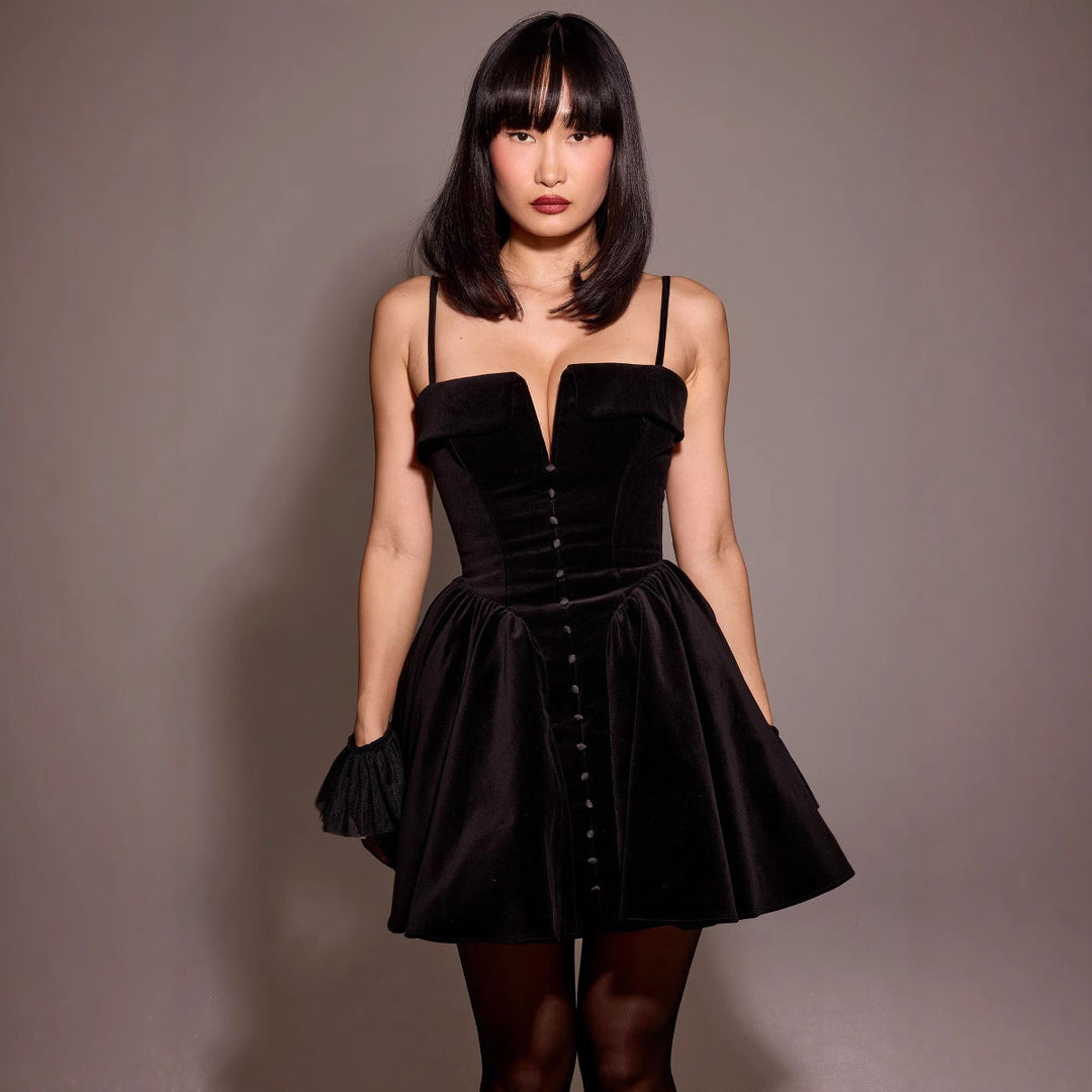 Women's Velvet A-Line Mini Dress Homecoming Dress from Clara & James Palm Beach