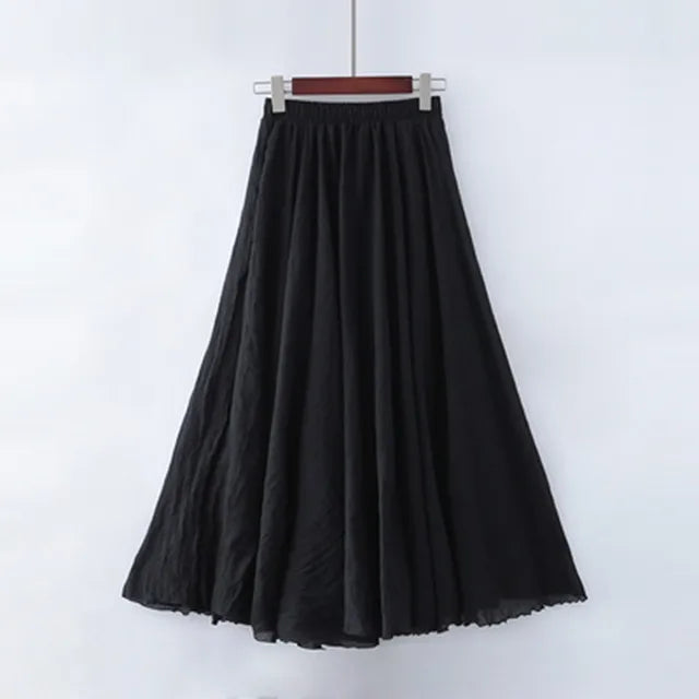 Women's Elegant Beige Maxi Skirt with High Waist Summer Dress from Clara & James Palm Beach