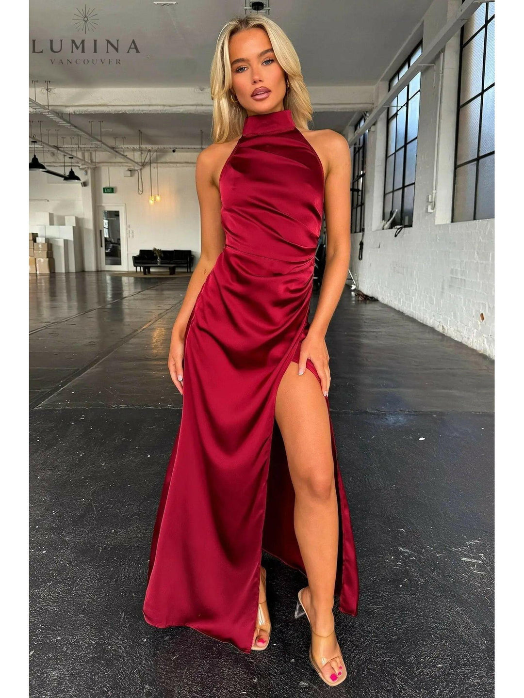 Women's Halterneck Sleeveless Slit Maxi Dress Summer Dress from Clara & James Palm Beach