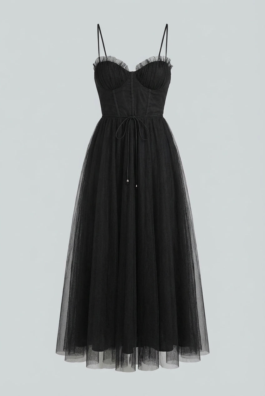 Women's Elegant Black Midi Dress with Sleeveless Design Summer Dress from Clara & James Palm Beach