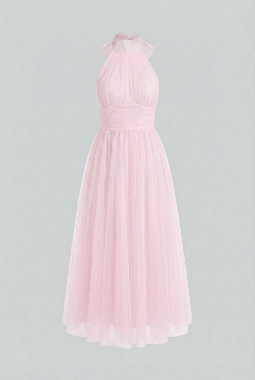 Women's Elegant Blush Midi Dress with Flattering Silhouette Summer Dress from Clara & James Palm Beach