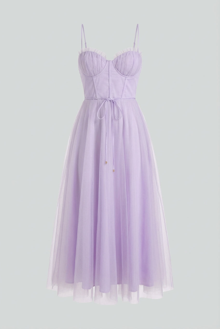 Women's Elegant Purple Midi Dress with Flattering Silhouette Summer Dress from Clara & James Palm Beach