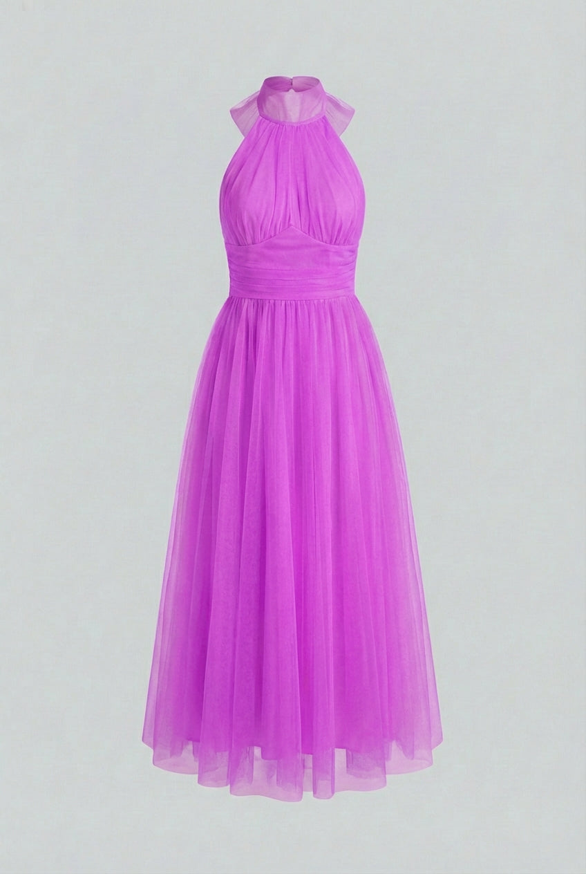 Women's Elegant Purple Midi Dress with Versatile Cut Summer Dress from Clara & James Palm Beach