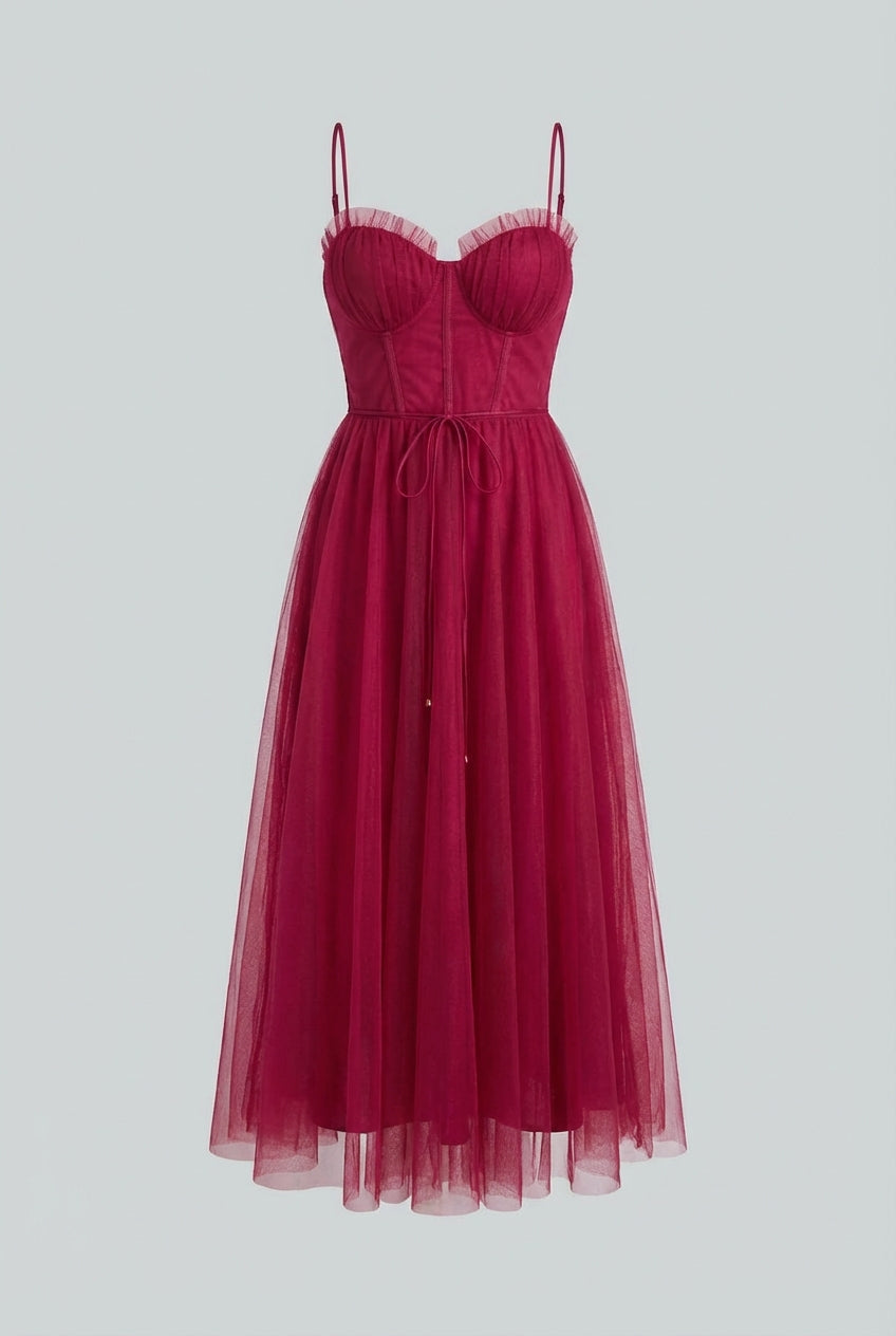 Women's Elegant Wine Red Midi Dress with Versatile Cut Summer Dress from Clara & James Palm Beach