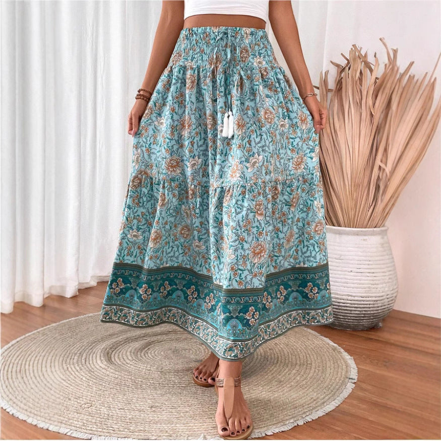 Women's Lightweight Floral Maxi Skirt with Layered Design Summer Dress from Clara & James Palm Beach