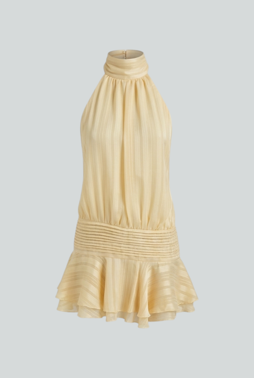 Women's Playful Yellow Mini Dress with Feminine Fit Homecoming Dress from Clara & James Palm Beach
