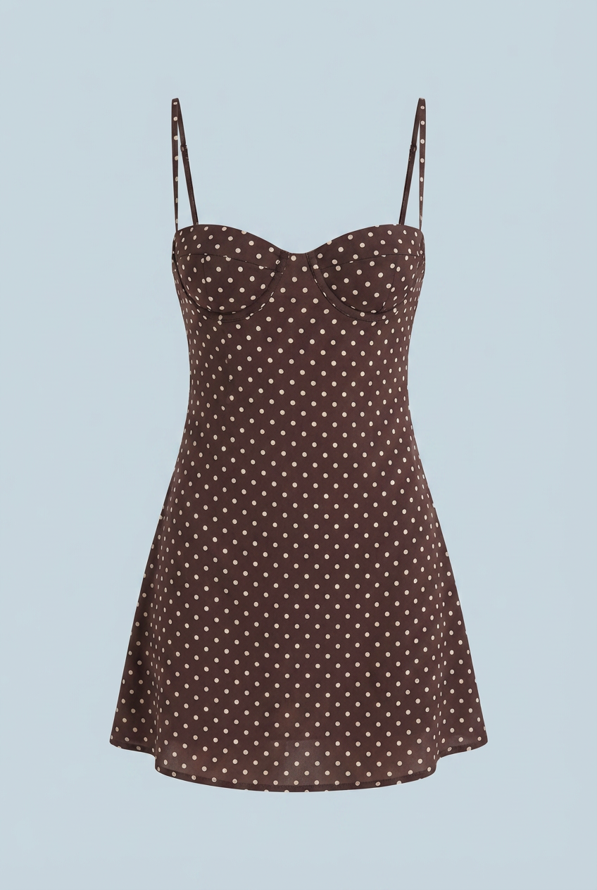 Women's Vintage Polka Dot Mini Dress with Ruffled Hem Homecoming Dress from Clara & James Palm Beach