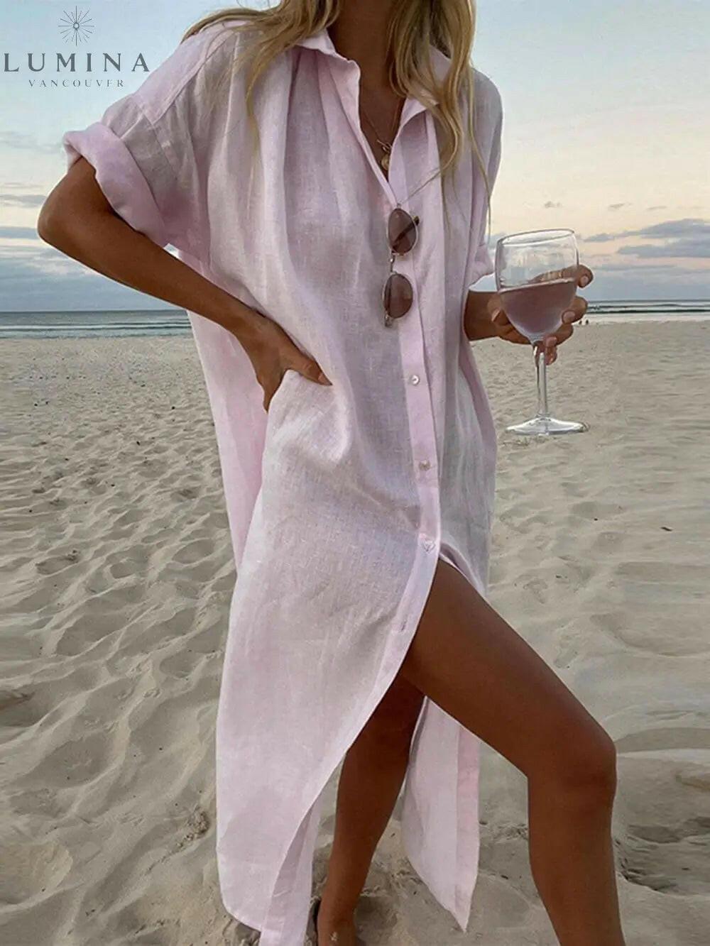 Women's Loose Shirt Maxi Dress Summer Dress from Clara & James Palm Beach