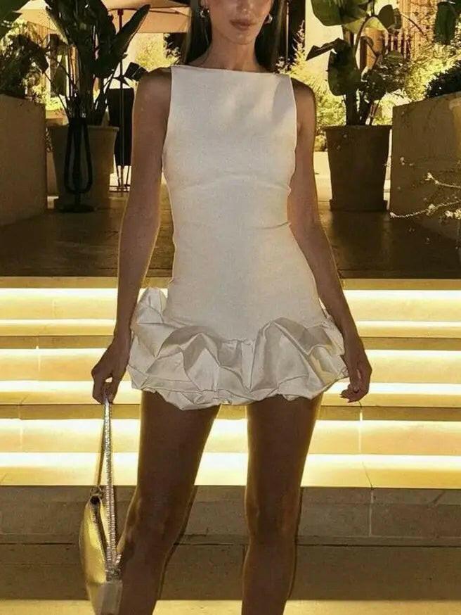 Women's Stylish Sweet Ruffled Mini Dress Homecoming Dress from Clara & James Palm Beach