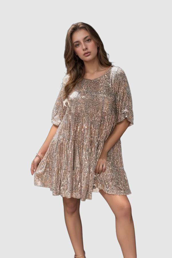 Women's Loose Fit Tiered Mini Dress Homecoming Dress from Clara & James Palm Beach