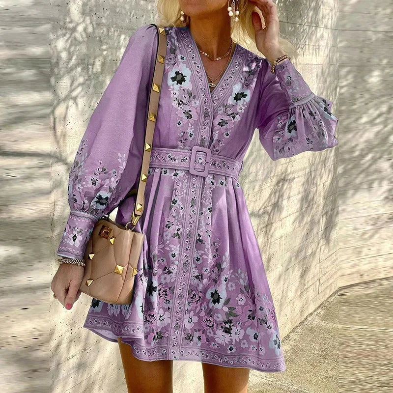 Women's A-Line Mini Dress with V-Neck Homecoming Dress from Clara & James Palm Beach