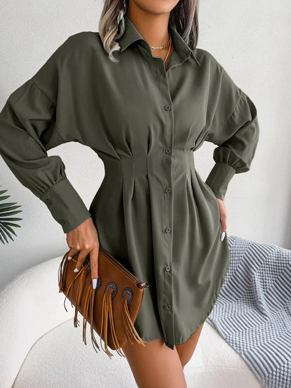 Women's Shirtdress Tailored Mini Homecoming Dress from Clara & James Palm Beach