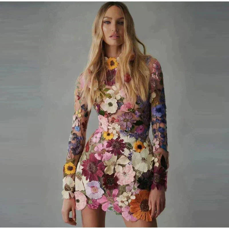 Women's Mini Dress Floral Embroidery Homecoming Dress from Clara & James Palm Beach