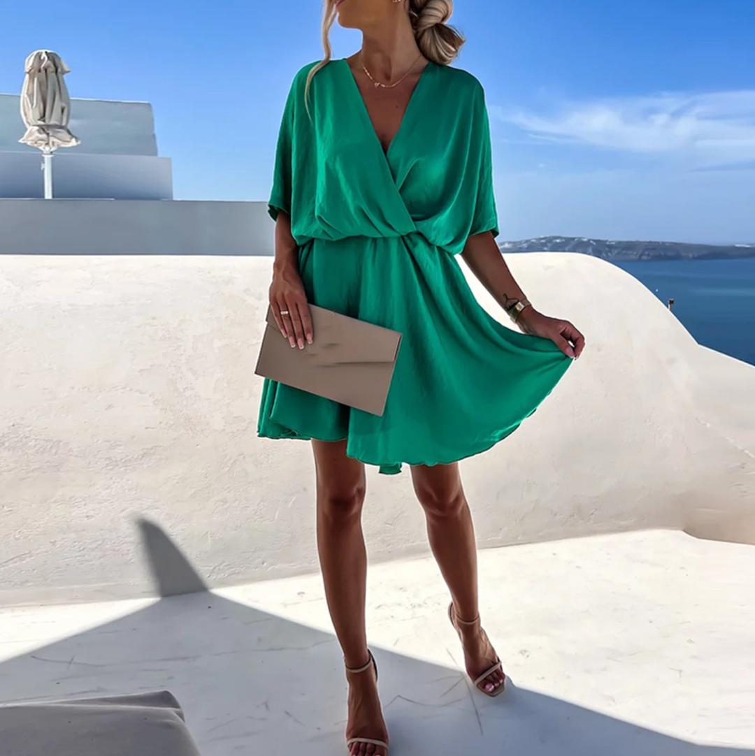 Women's Wrap Dress V-Neck Short Sleeve Homecoming Dress from Clara & James Palm Beach