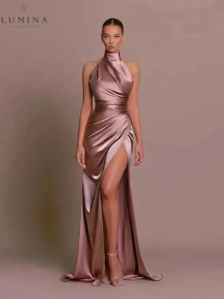 Women's Sleek Slit Gown Wedding Guest Dress from Clara & James Palm Beach