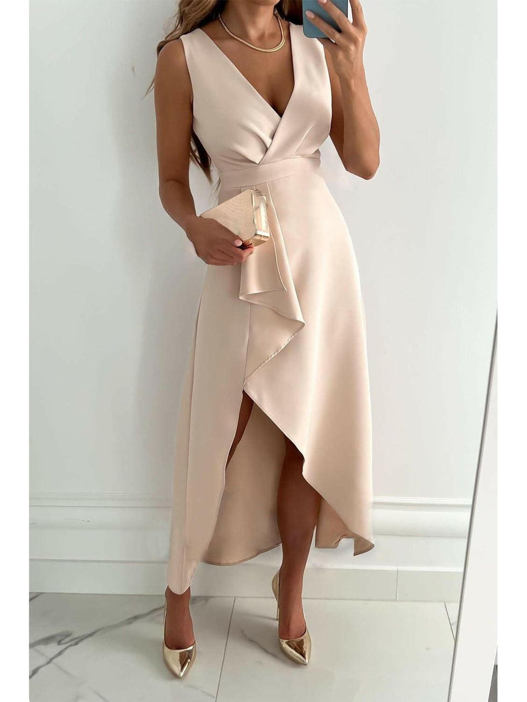 Women's Chic Wrap V-Neck Midi Dress Wedding Guest Dress from Clara & James Palm Beach