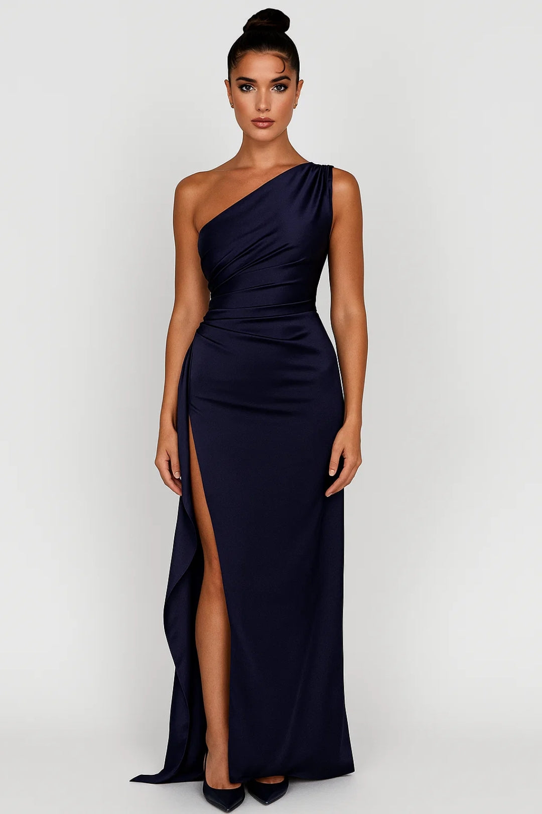 Women's Elegant One-Shoulder Maxi Wedding Guest Dress with Wedding Guest Dress from Clara & James Palm Beach