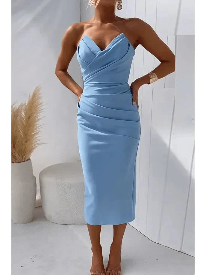 Women's Elegant Strapless Dress Wedding Guest Dress from Clara & James Palm Beach