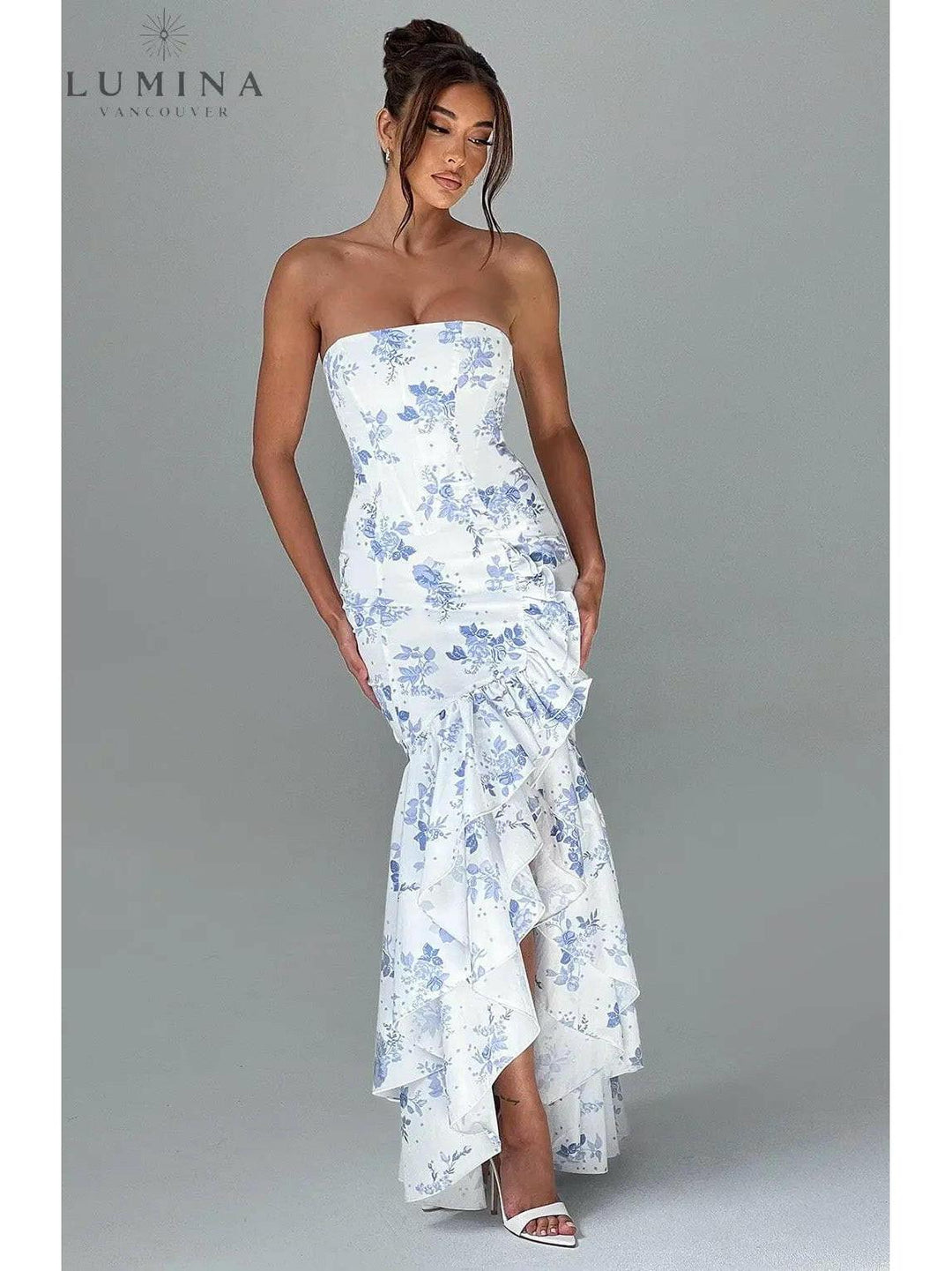 Women's Sleeveless Slit Ruffle Maxi Dress Summer Dress from Clara & James Palm Beach
