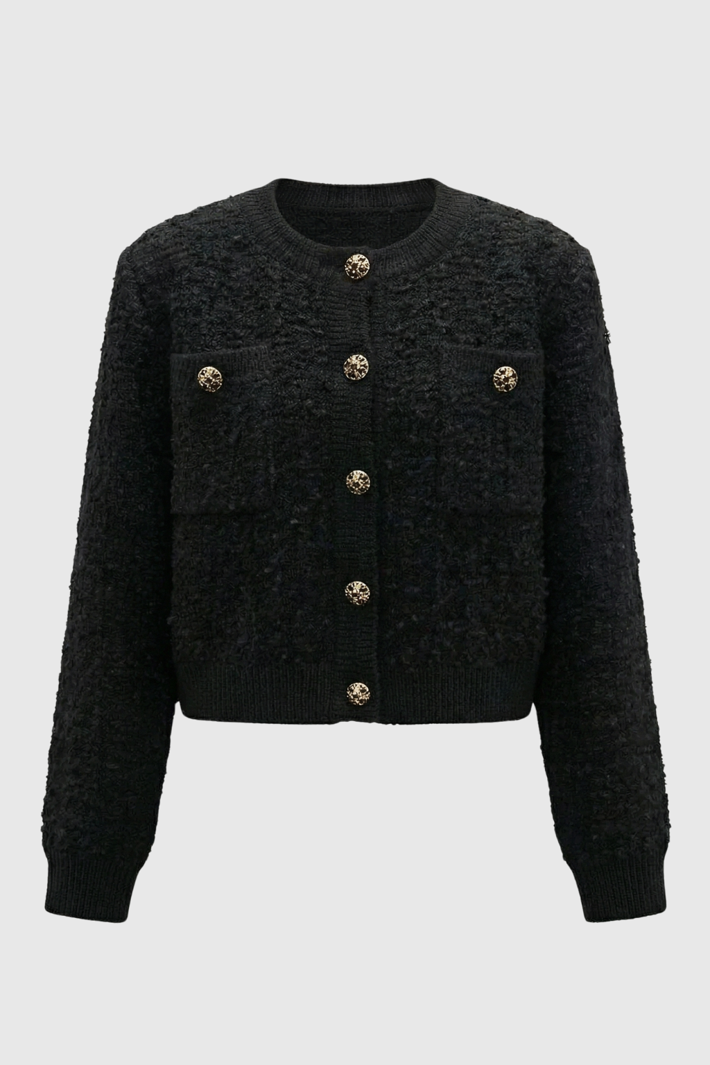 Women's Cozy Black Knit Cardigan with Open Front Fall Dress & Knitwear from Clara & James Palm Beach