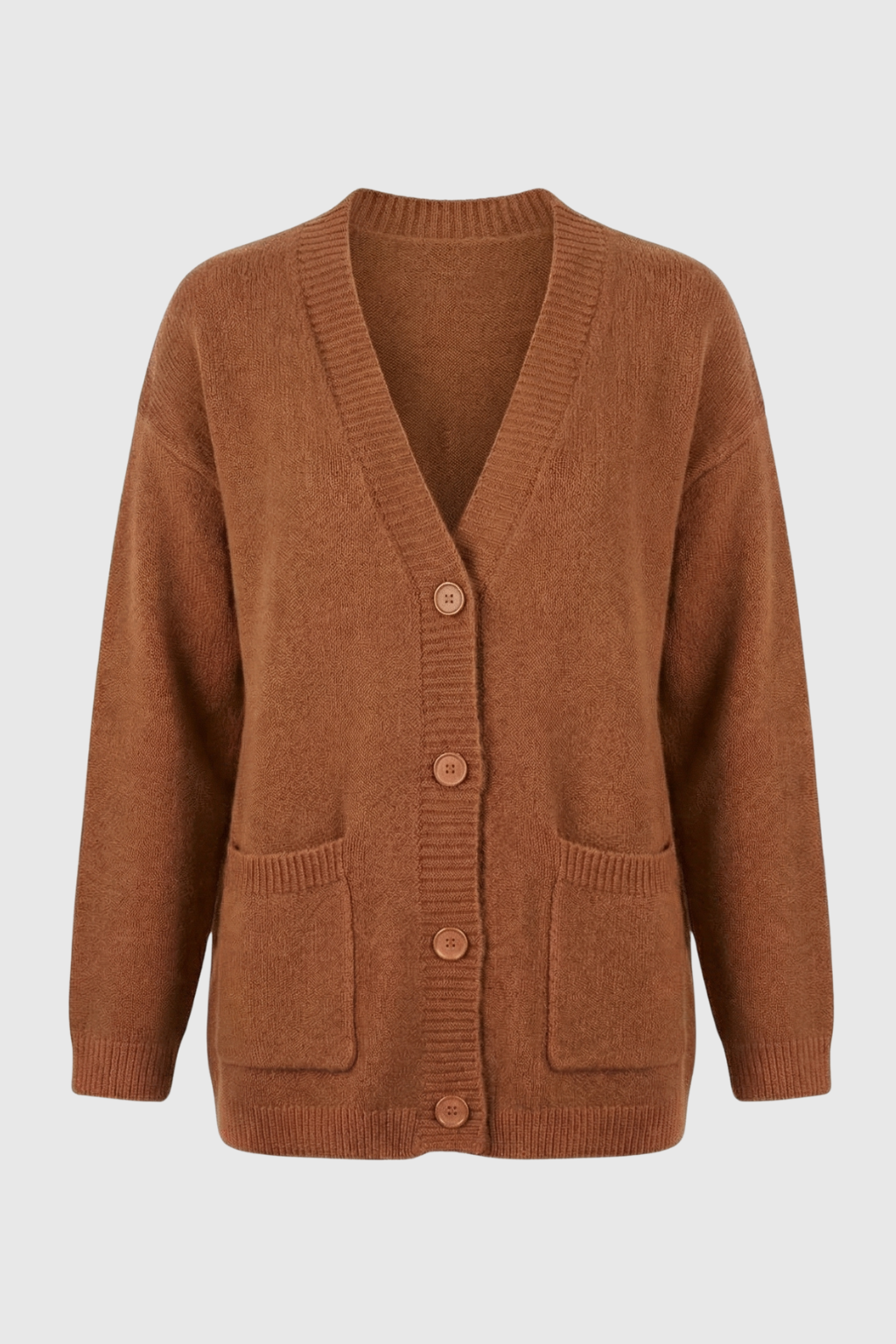 Women's Cozy Brown Knit Cardigan with Relaxed Fit Fall Dress & Knitwear from Clara & James Palm Beach