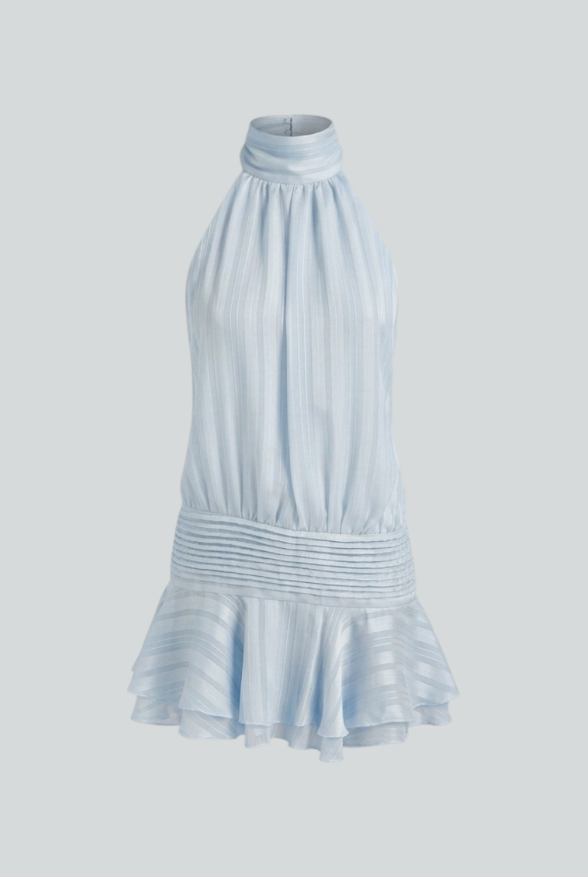 Women's Chic Blue Mini Dress with Flattering Fit Homecoming Dress from Clara & James Palm Beach