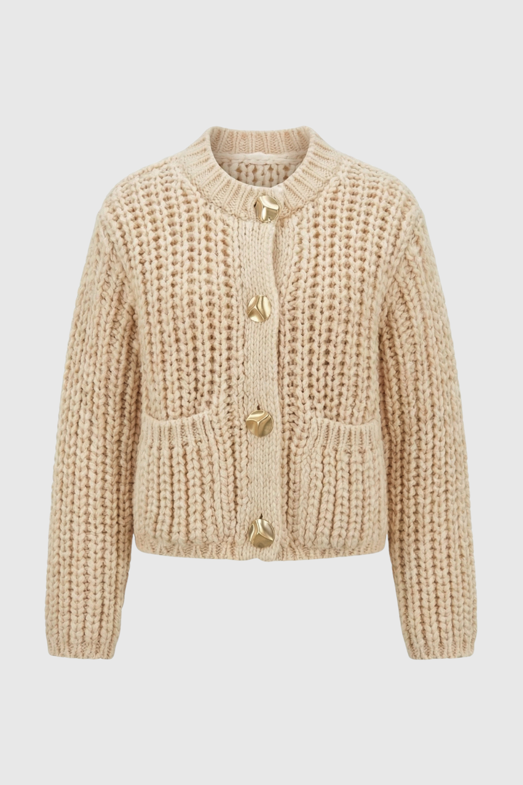 Women's Cozy Beige Knit Cardigan with Relaxed Fit Fall Dress & Knitwear from Clara & James Palm Beach