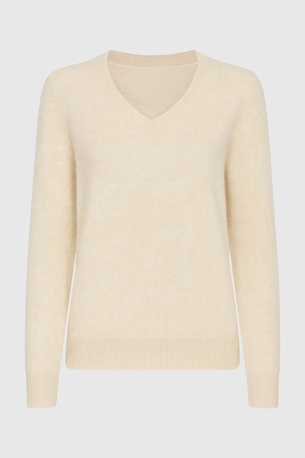 Women's Cozy Beige V-Neck Sweater with Flattering Fit Fall Dress & Knitwear from Clara & James Palm Beach
