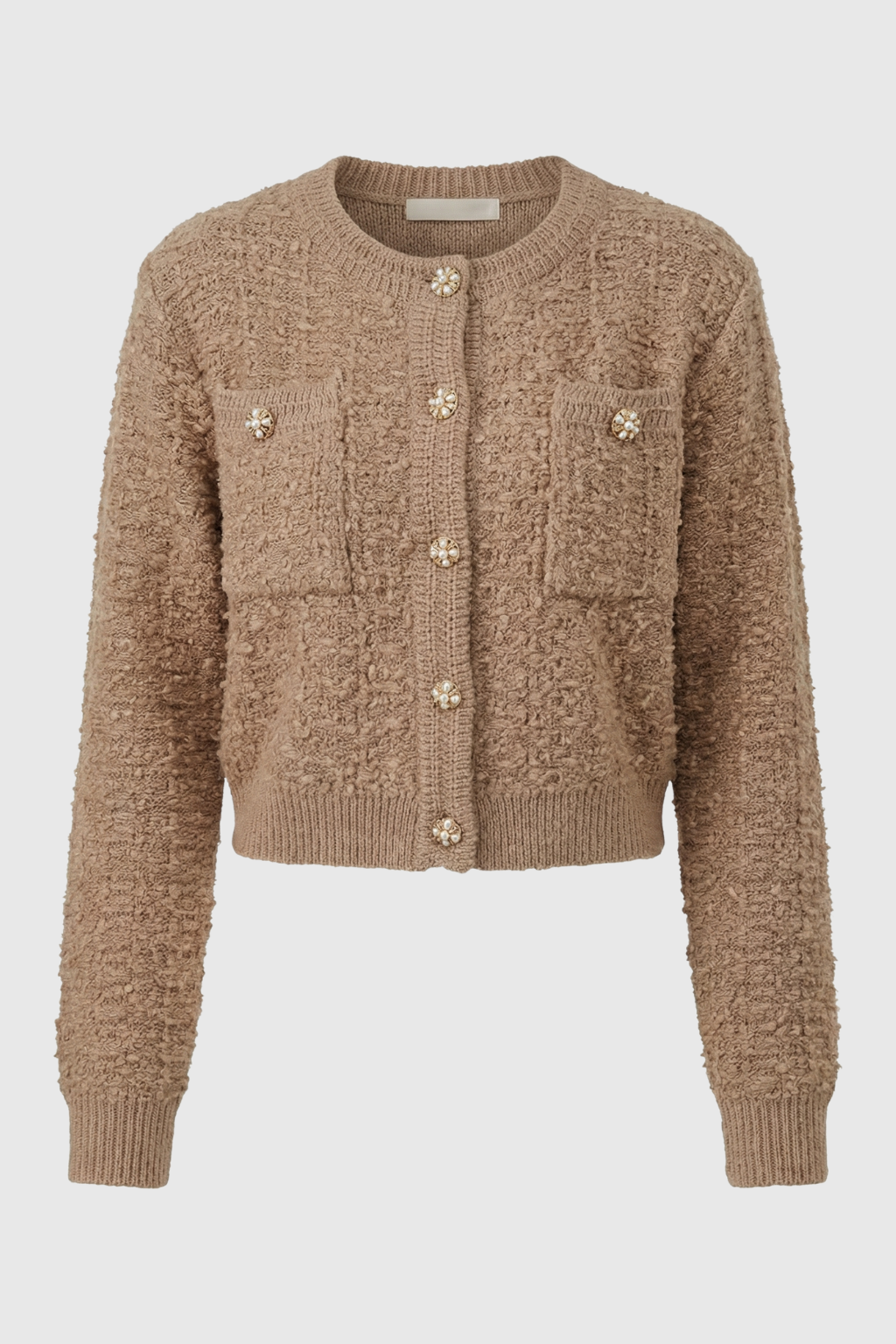 Women's Cozy Khaki Knit Cardigan with Open Front Fall Dress & Knitwear from Clara & James Palm Beach