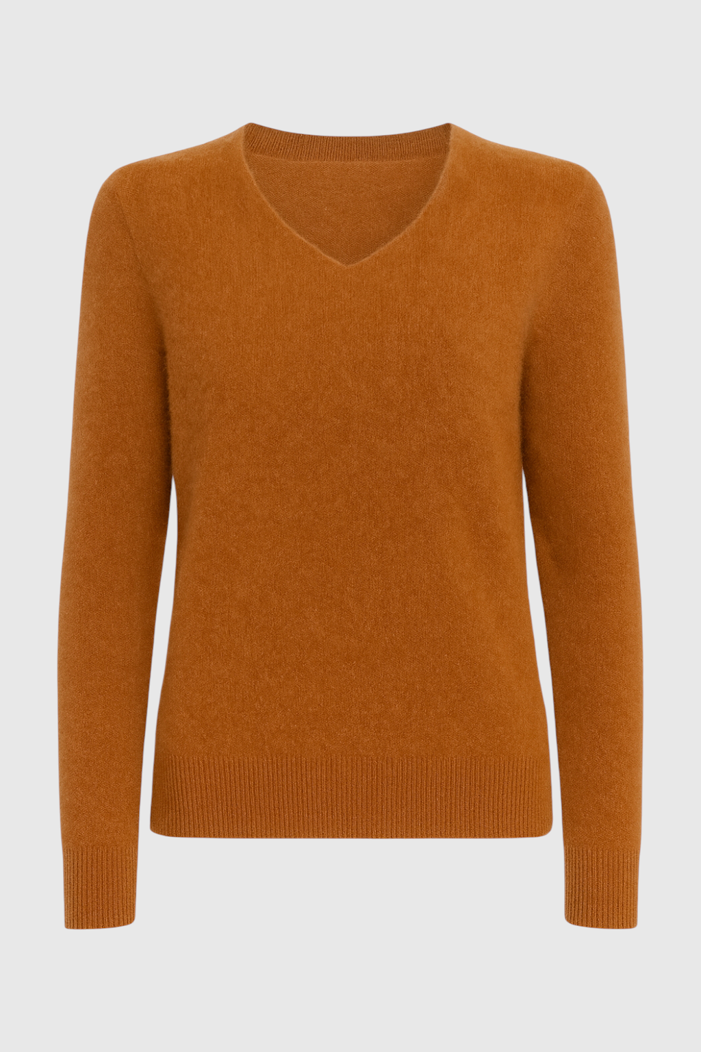 Women's Cozy V-Neck Orange Sweater with Flattering Fit Fall Dress & Knitwear from Clara & James Palm Beach