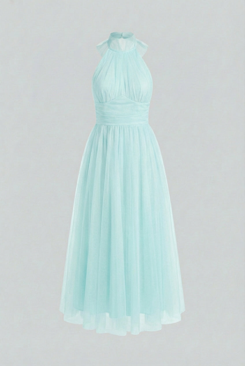 Women's Elegant Blue Midi Dress with Flattering Silhouette Summer Dress from Clara & James Palm Beach