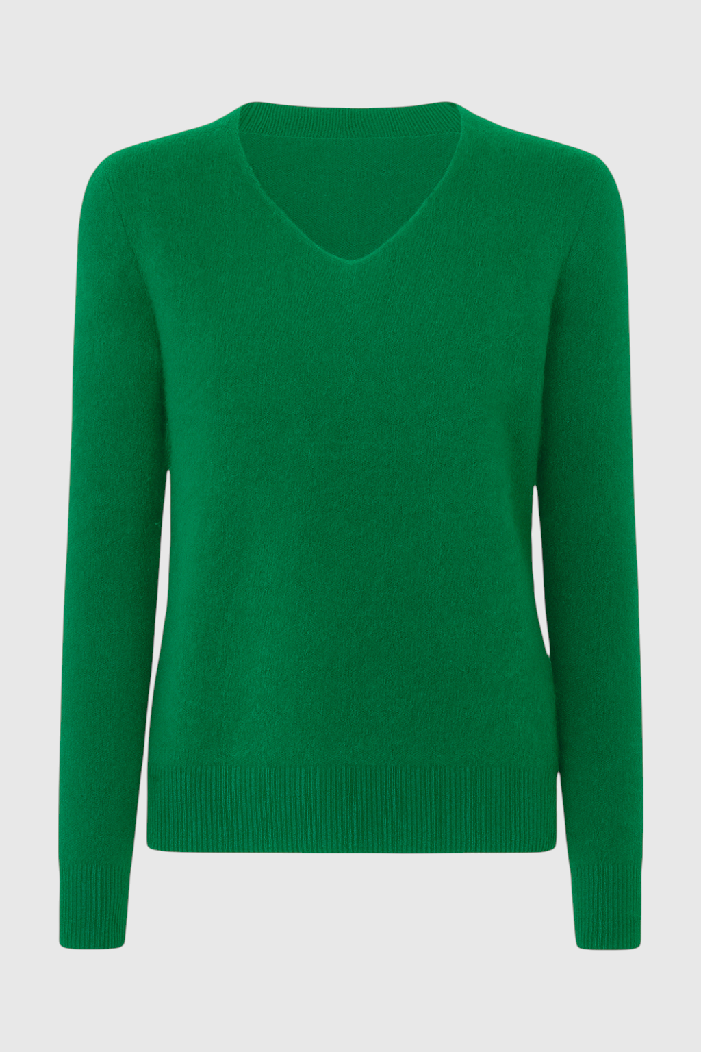 Women's Elegant Green V-Neck Sweater with Fitted Silhouette Fall Dress & Knitwear from Clara & James Palm Beach