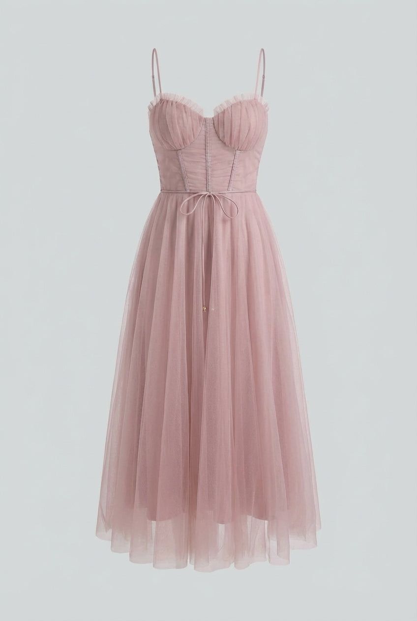 Women's Elegant Pink Midi Dress with Flattering Silhouette Summer Dress from Clara & James Palm Beach