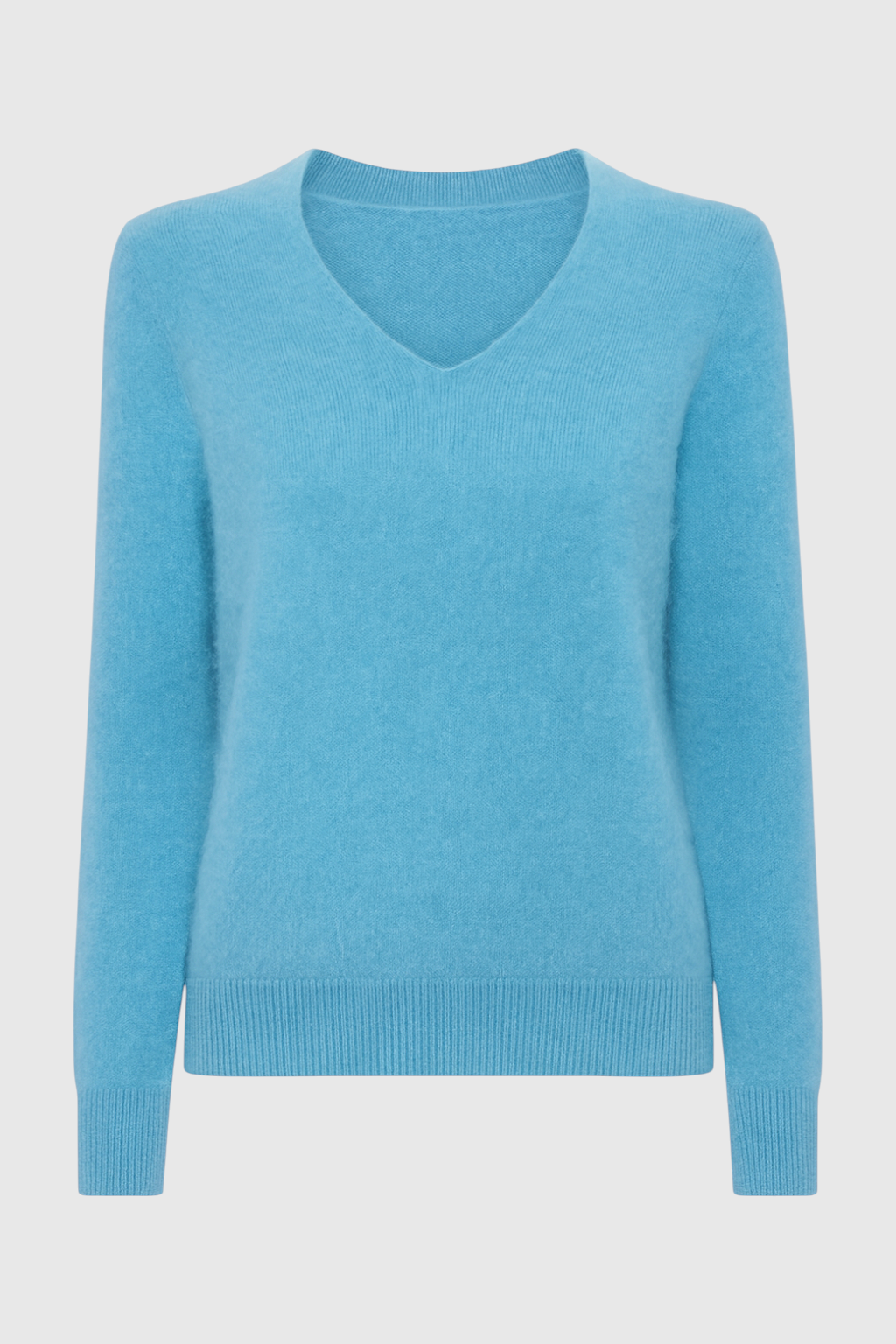 Women's Flattering Light Blue V-Neck Sweater with Fitted Fall Dress & Knitwear from Clara & James Palm Beach