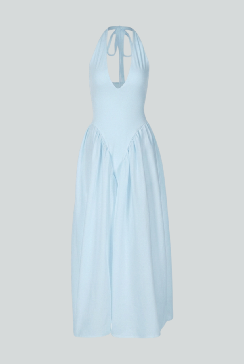 Women's Soft Light Blue Midi Dress with Elegant Fit Summer Dress from Clara & James Palm Beach