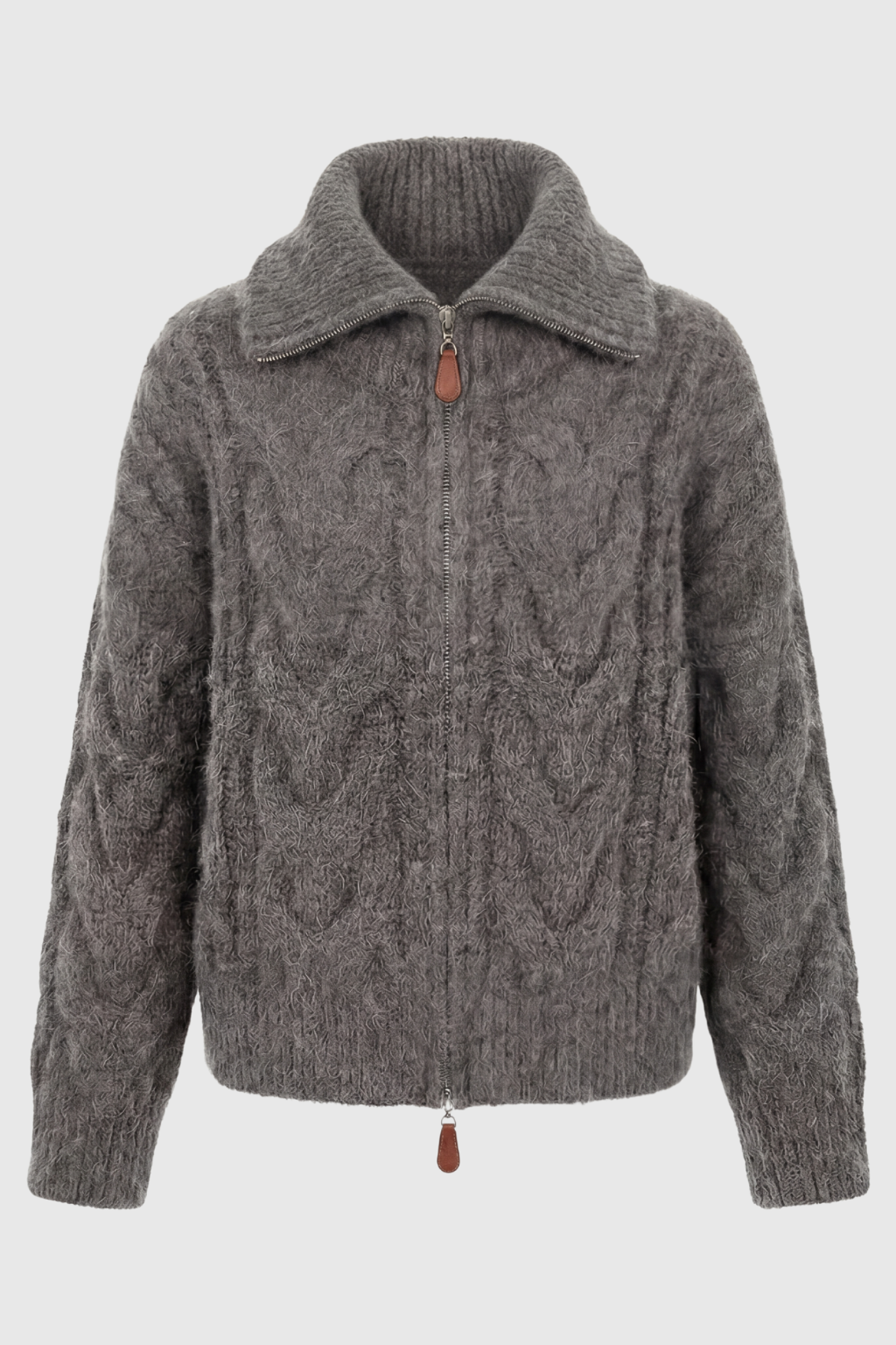 Women's Cozy Gray Cardigan Sweater with Zipper Detail Fall Dress & Knitwear from Clara & James Palm Beach