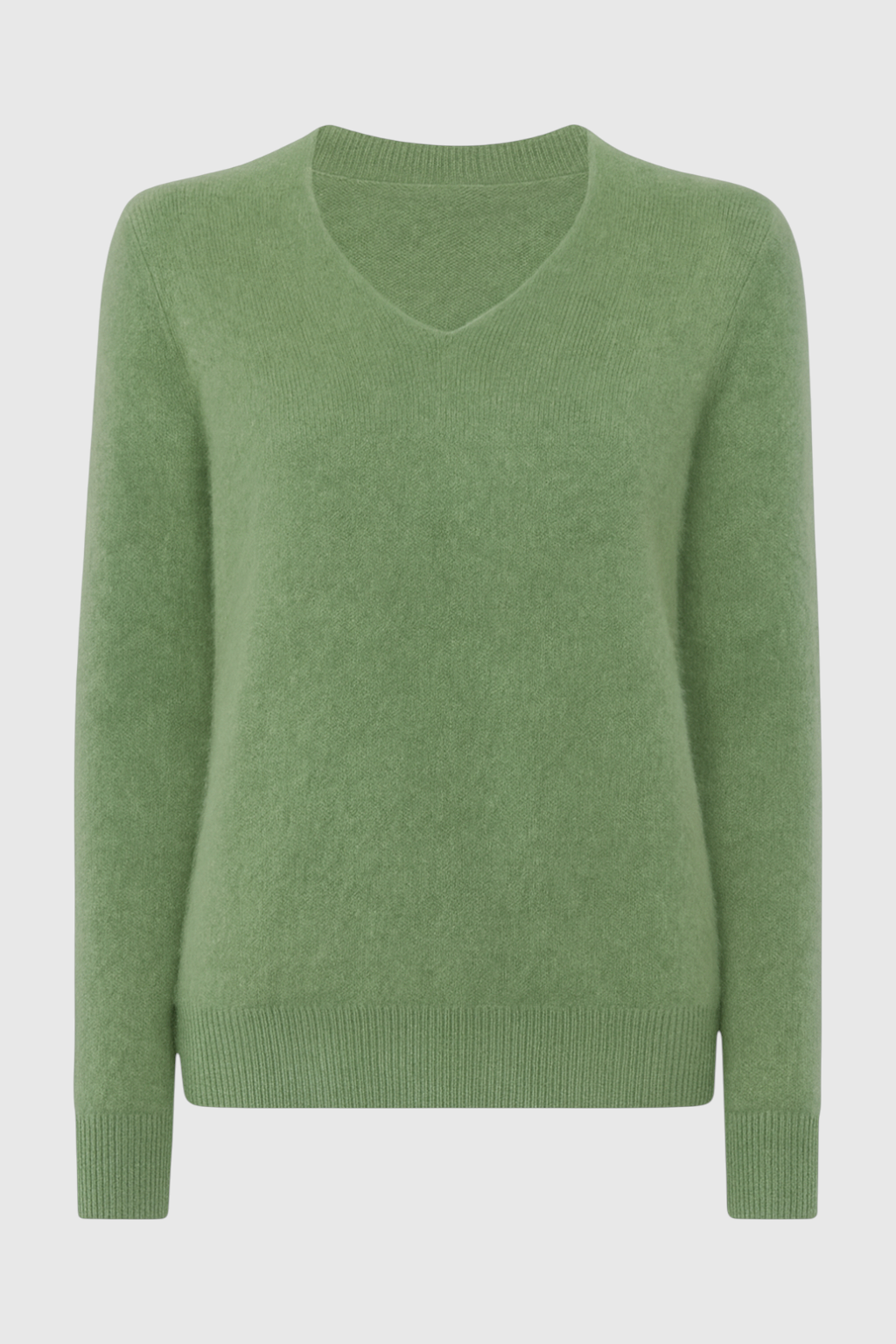 Women's Cozy Olive Green Sweater with Flattering V-Neck Fall Dress & Knitwear from Clara & James Palm Beach
