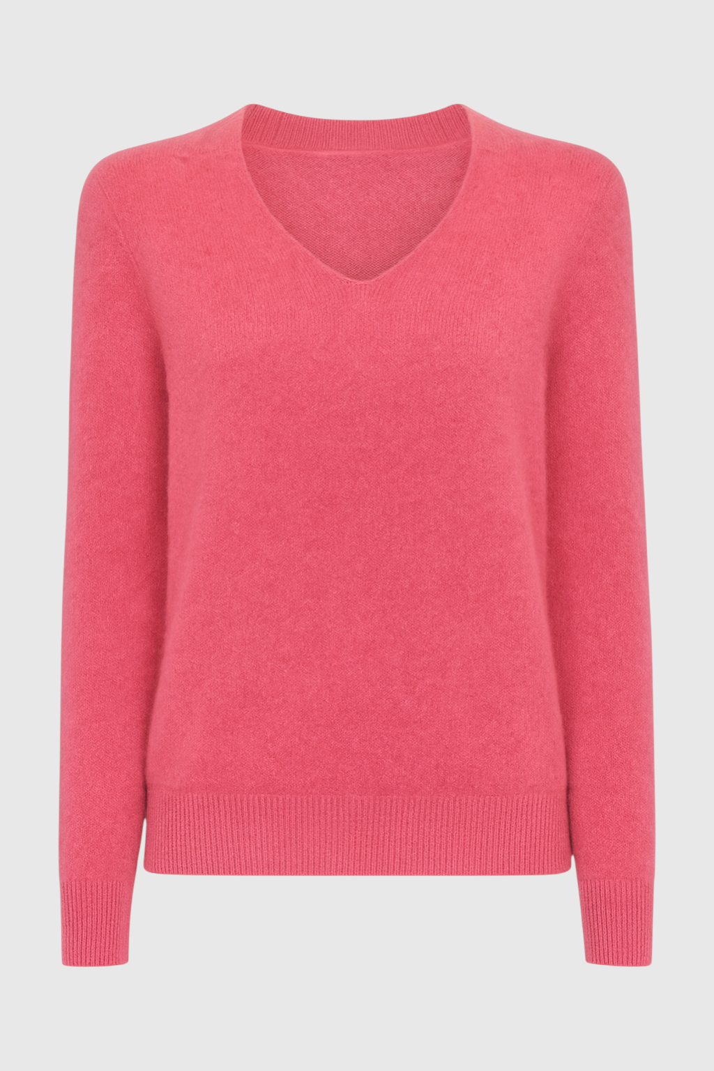 Women's Cozy Pink Red V-Neck Sweater with Flattering Fit Fall Dress & Knitwear from Clara & James Palm Beach