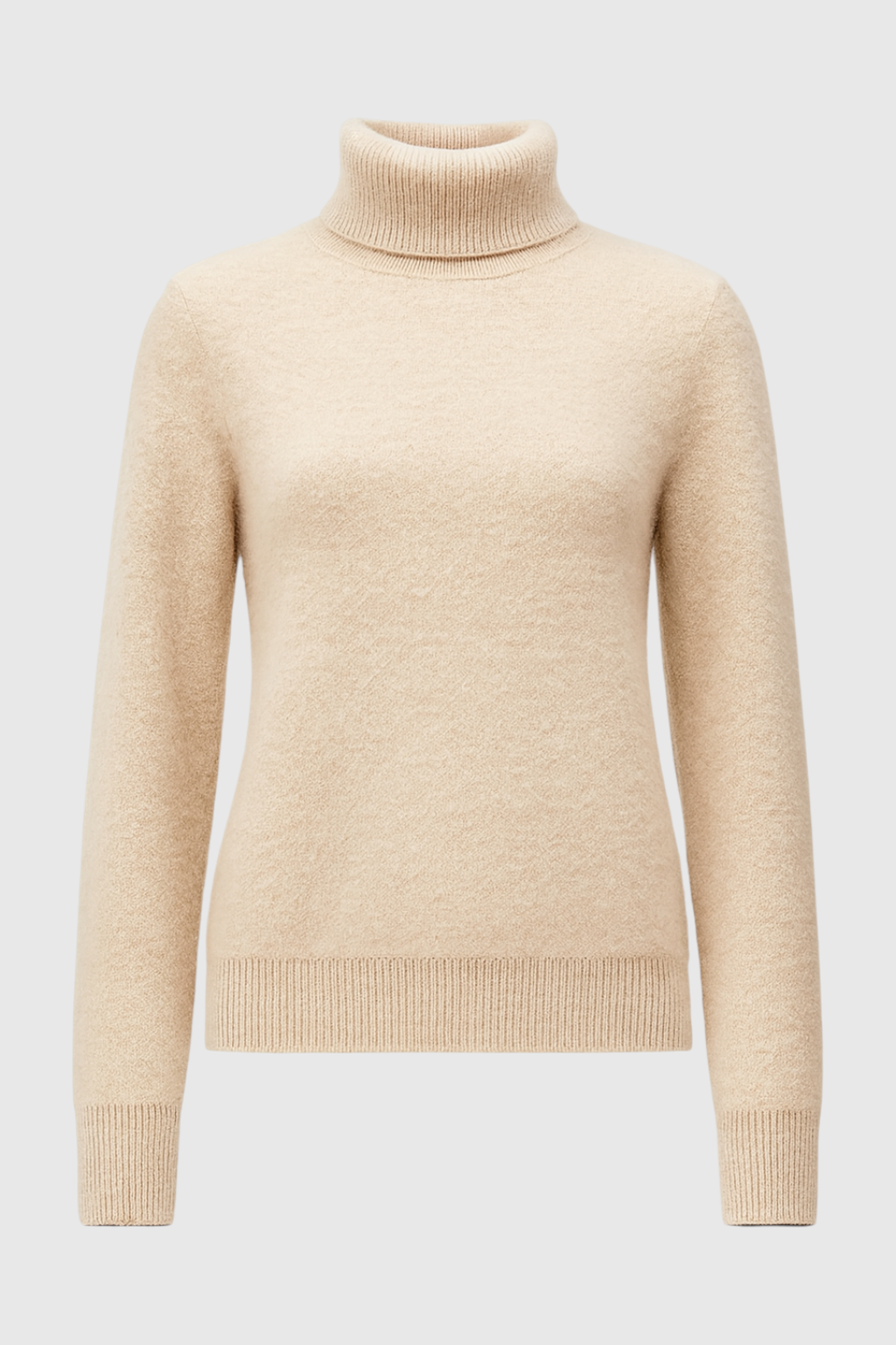 Women's Elegant Beige Slim Fit Turtleneck Sweater for Winter Fall Dress & Knitwear from Clara & James Palm Beach