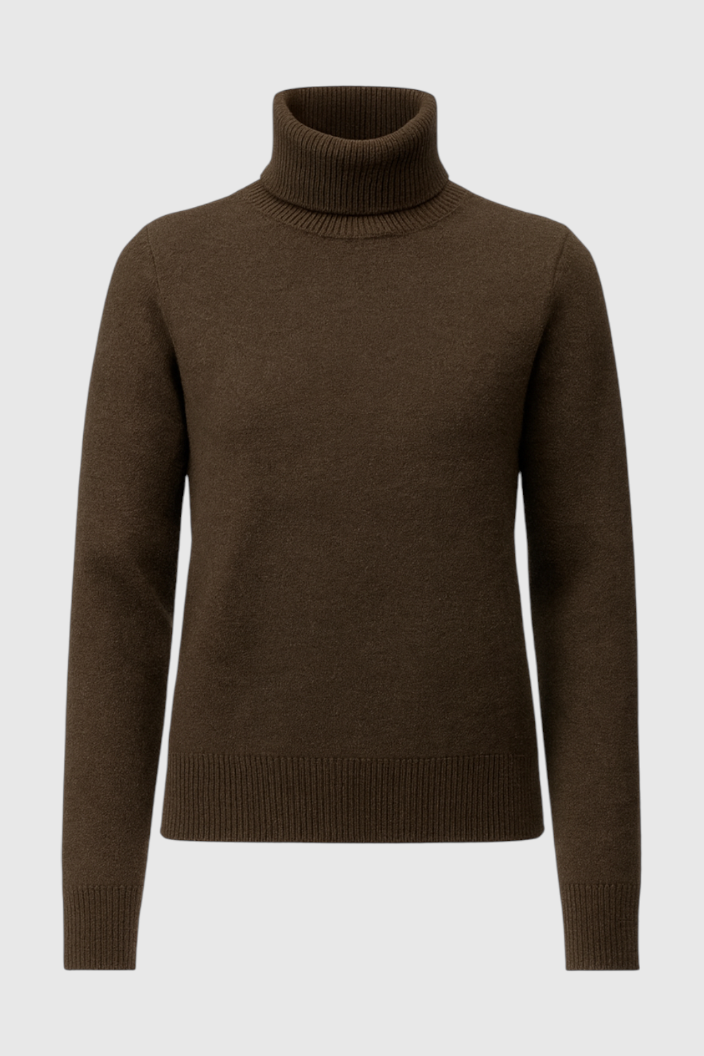 Women's Elegant Brown Turtleneck Sweater with Slim Fit Fall Dress & Knitwear from Clara & James Palm Beach