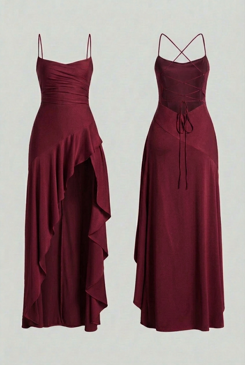 Women's Elegant Midi Dress with Lace-Up Back Summer Dress from Clara & James Palm Beach